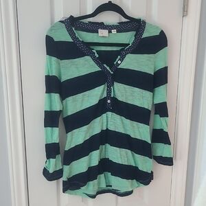 Striped V-Neck Women's Top